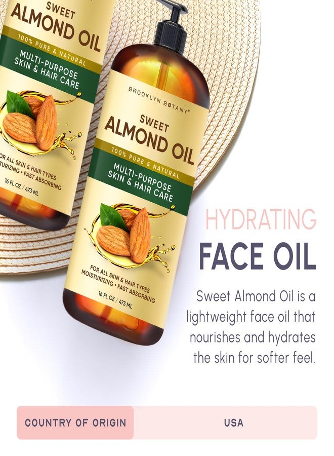 بروكلين بوتاني زيت اللوز الحلو من بروكلين بوتاني | للبشرة والشعر والوجه | 16 أونصة سائلة | نقي وطبيعي 100% | زيت ناقل للزيوت العطرية والعلاج بالروائح والتدليك | خالٍ من الهكسان - Image 4